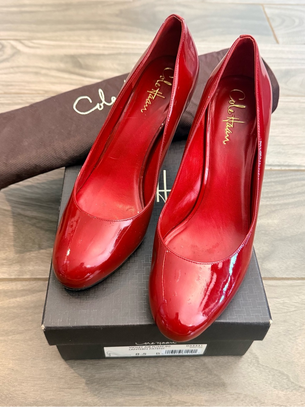 Cole Haan Violet Air Pump Red Patent Leather Heels Size 8.5